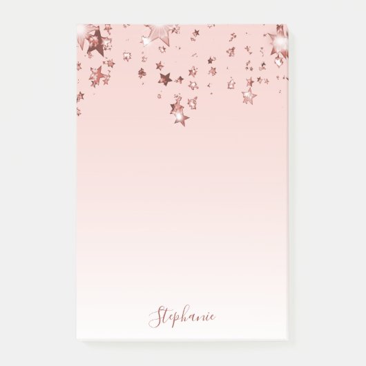 Roos gouden sterren koper ombre witte pastel post-it® notes (Voorkant)