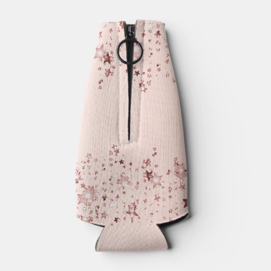 Roos gouden sterren monogram flesjeskoeler (Achterkant)