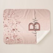 Roos gouden sterren monogram naam elegant sherpa deken (Voorkant (horizontaal))