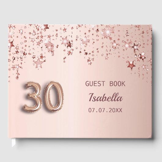 Roos gouden sterren naam 30e verjaardag gastenboek (Voorkant)