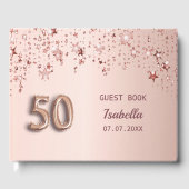 Roos gouden sterren naam 50ste verjaardag gastenboek (Voorkant)