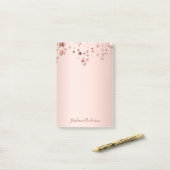 Roos gouden sterren naam elegant post-it® notes (Op bureau)