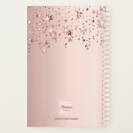 Roos gouden sterren roze planner (Achterkant)