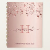 Roos gouden sterren roze Sparkle Monogram Planner (Voorkant)