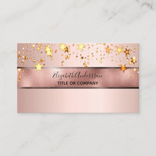 Roos gouden sterren schoonheidssalon elegant visitekaartje (Voorkant)