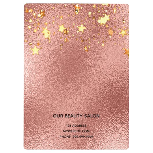 Roos gouden sterren schoonheidssalon klembord (Achterkant)
