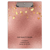 Roos gouden sterren schoonheidssalon klembord (Voorkant)