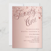 Roos gouden sterren script 21e verjaardag kaart (Voorkant)