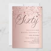 Roos gouden sterren script 60e verjaardag kaart (Voorkant)