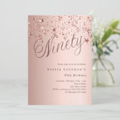 Roos gouden sterren script 90e verjaardag kaart (Staand voorkant)