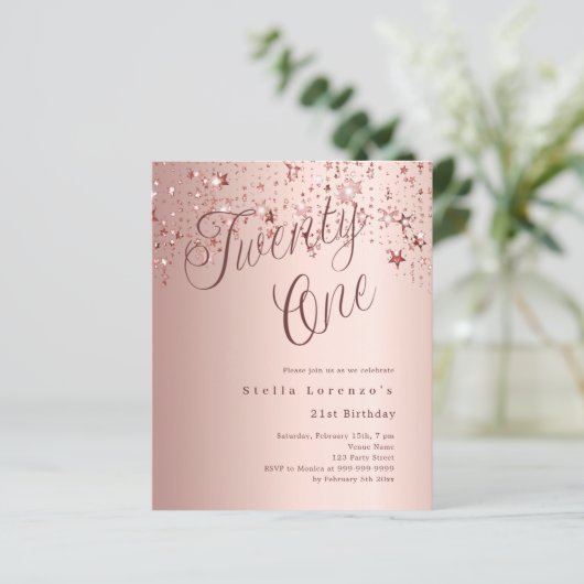 Roos gouden sterren script budget 21e verjaardag (Staand voorkant)