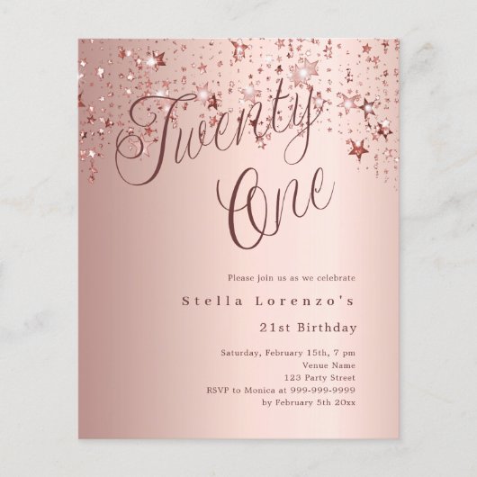 Roos gouden sterren script budget 21e verjaardag (Voorkant)