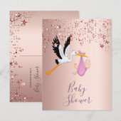 Roos gouden sterren storen baby shower uitnodiging (Voorkant / Achterkant)