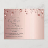 Roos gouden sterren storen baby shower uitnodiging (Achterkant)