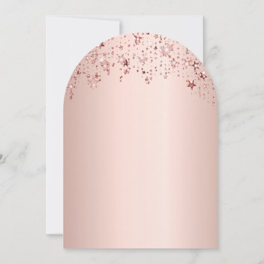 Roos gouden sterren verjaardagsboog kaart (Achterkant)