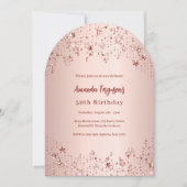 Roos gouden sterren verjaardagsboog kaart (Voorkant)