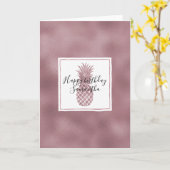 Roos Gouden Stippen Ananas Verjaardag Kaart (Gele Bloem)