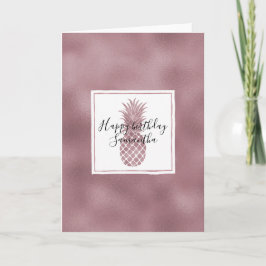 Roos Gouden Stippen Ananas Verjaardag Kaart
