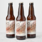 Roos gouden stof Waterverf monogram welkom bruilof Bier Etiket (Flessen)