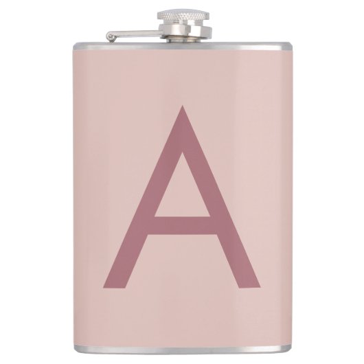 Roos Gouden Stofmoderne Monogram Initiaal Letter Heupfles (Voorkant)