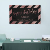 Roos gouden strepen op Black Happy Birthday Spandoek (Beurs)