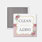 Roos Gouden Strepen Stippen Bloemen Vaatwasser Magneet (Voorkant / Achterkant)