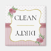  Roos Gouden Strepen Stippen Bloemen Vaatwasser Magneet (Voorkant)