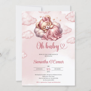 Roos gouden teddybeer Oh Baby meisje Baby shower Kaart