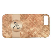 Roos gouden Tegels en aangepaste monogram Case-Mate iPhone Case (Achterkant (Horizontaal))