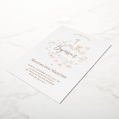 roos gouden tekst Doop delicate bloemen Folie Uitnodiging (Gedraaid)