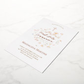 roos gouden tekst Eerste Communie delicate bloemen Folie Uitnodiging (Gedraaid)