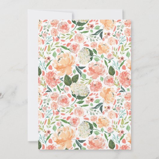 Roos Gouden Tiara & Blush Roze Bloemen Quinceanera Kaart (Achterkant)