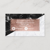 roos gouden tipografie zwart wit marmer visitekaartje (Achterkant)