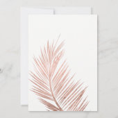 Roos gouden tropische palmboombruiloft kaart (Achterkant)