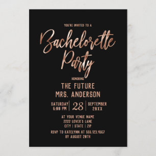 Roos Gouden Typografie Bachelorette Feestuitnodigi Kaart