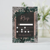Roos gouden typografie blaassneeuw rsvp bruiloft (Staand voorkant)