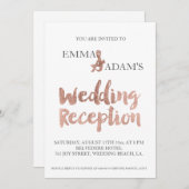 Roos gouden typografie bruiloft receptie faux foli kaart (Voorkant / Achterkant)