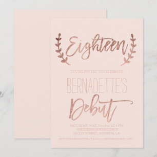 Roos gouden typografie debut blush 18th Birthday Kaart