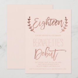 Roos gouden typografie debuutblush 18e verjaardag kaart
