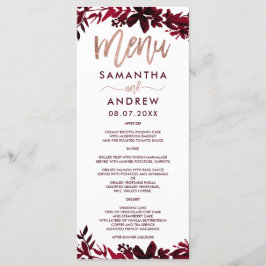 Roos gouden typografie Floral rood bruiloft menu