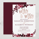 Roos gouden typografie Floral rood lesbisch bruilo Kaart (Voorkant / Achterkant)