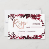 Roos gouden typografie Floral rood rsvp bruiloft (Voorkant)