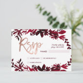 Roos gouden typografie Floral rood rsvp bruiloft (Staand voorkant)