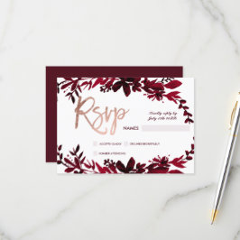 Roos gouden typografie Floral rood rsvp bruiloft Kaartje