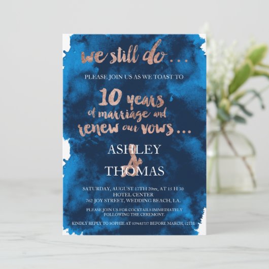 Roos gouden typografie gelofte hernieuwing 10-jari kaart (Staand voorkant)