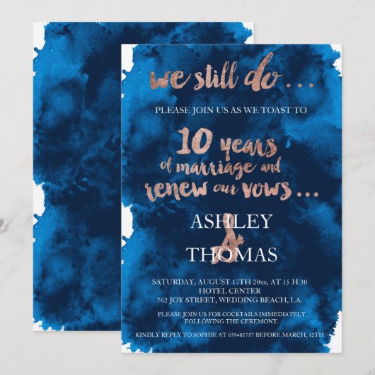 Roos gouden typografie gelofte hernieuwing 10-jari kaart (Voorkant / Achterkant)