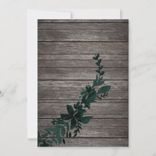 Roos gouden typografie groen bladhout kerstmis kaart (Achterkant)