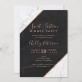 Roos gouden typografie marmeren krijtbord Sweet 16 Kaart (Voorkant)