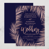 Roos Gouden typografie palmbomen marineblauwe brui Kaart (Voorkant / Achterkant)