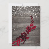 Roos gouden typografie rode bladsneeuw bruiloft kaart (Achterkant)